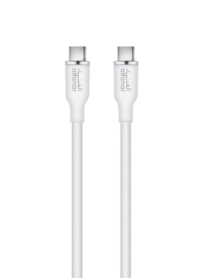 alfanar 10Gbps 5A Silicone USB Type-C to Type-C Fast Charging Cable White 2 m C52C-CSW11 - Image 1